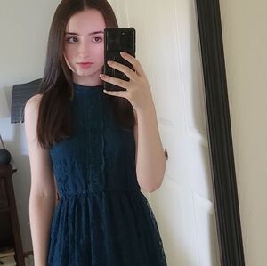 Chic Navy Lace Midi Dress